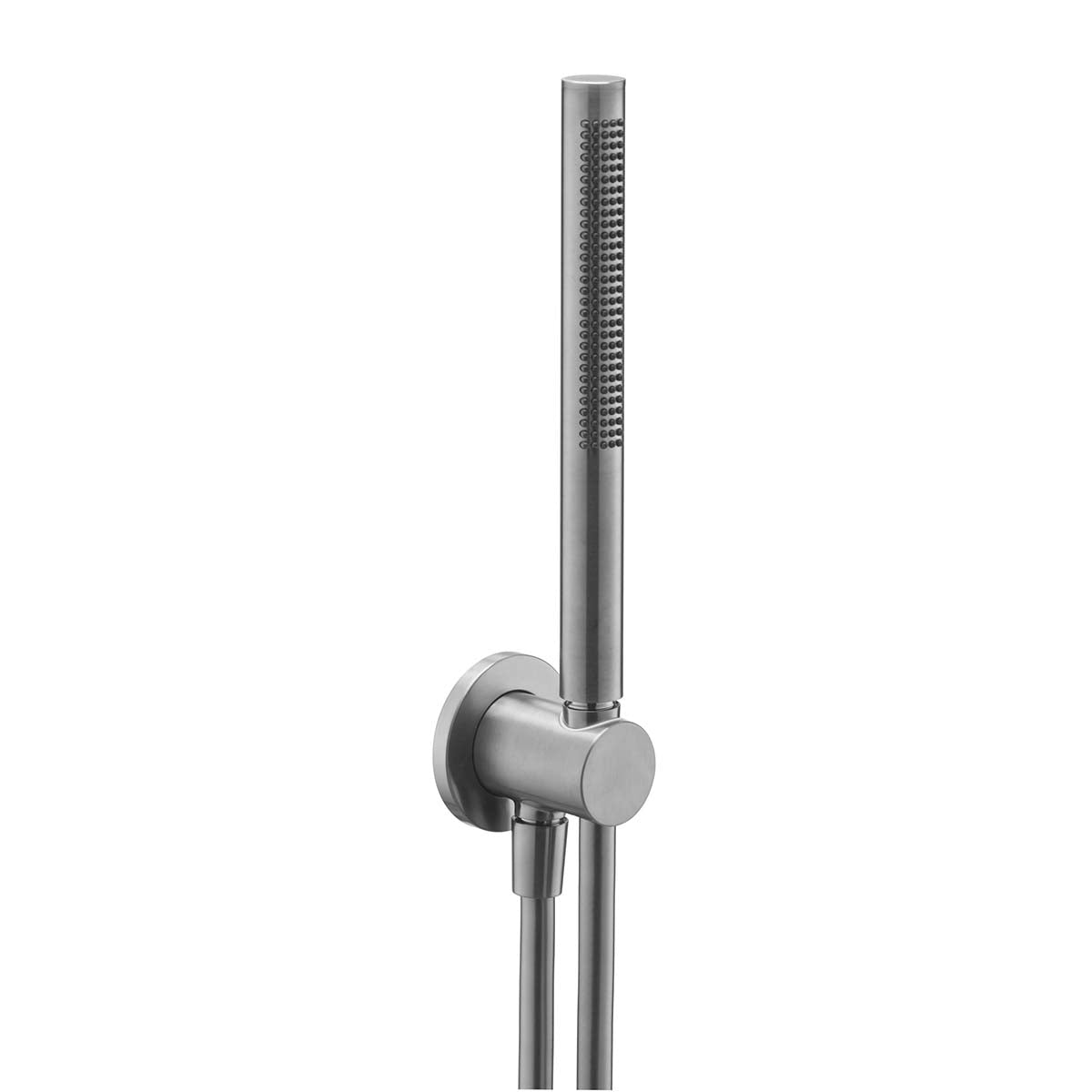Slim Single Function Handset Shower with Hose and Round Water Outlet - Brushed Black