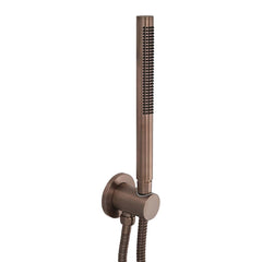 Slim Single Function Handset Shower with Hose and Round Water Outlet - Brushed Bronze