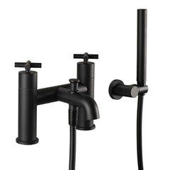 Matt black bath mixer tap with shower kit