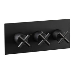Black Thermostatic Concealed 2 Outlet Shower Valve, Horizontal