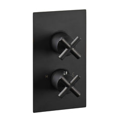 Solex Black Thermostatic Concealed 2 Outlet Shower Valve, Vertical, MP 0.5[6671AMB]