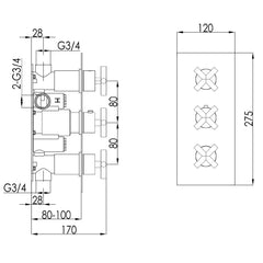 Shower valve Technical Drawing