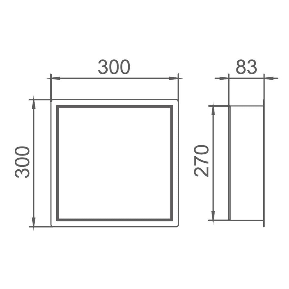 Square Stainless Steel Shower Technical Drawing