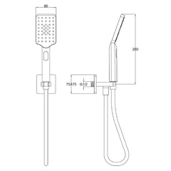 Square Water Outlet with Holder, Hose and Hand shower - Tapron