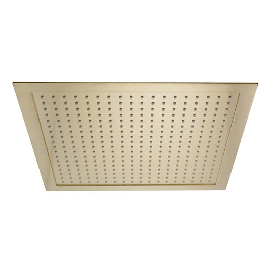 Square 400mm Ceiling Mounted Overhead Shower Head - Brushed Brass 1200