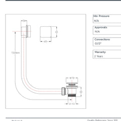 Square Click Clack Bath Waste - Matt Black technical details