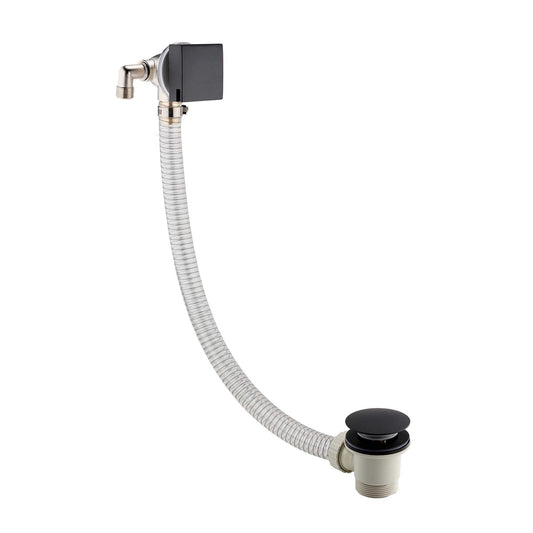Square Exofil Click Clack Bath Waste with Overflow Filler - Matt Black 1200