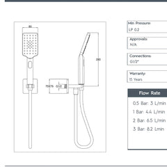 Square Multi Function Shower Handset with Hose and Water Outlet 
