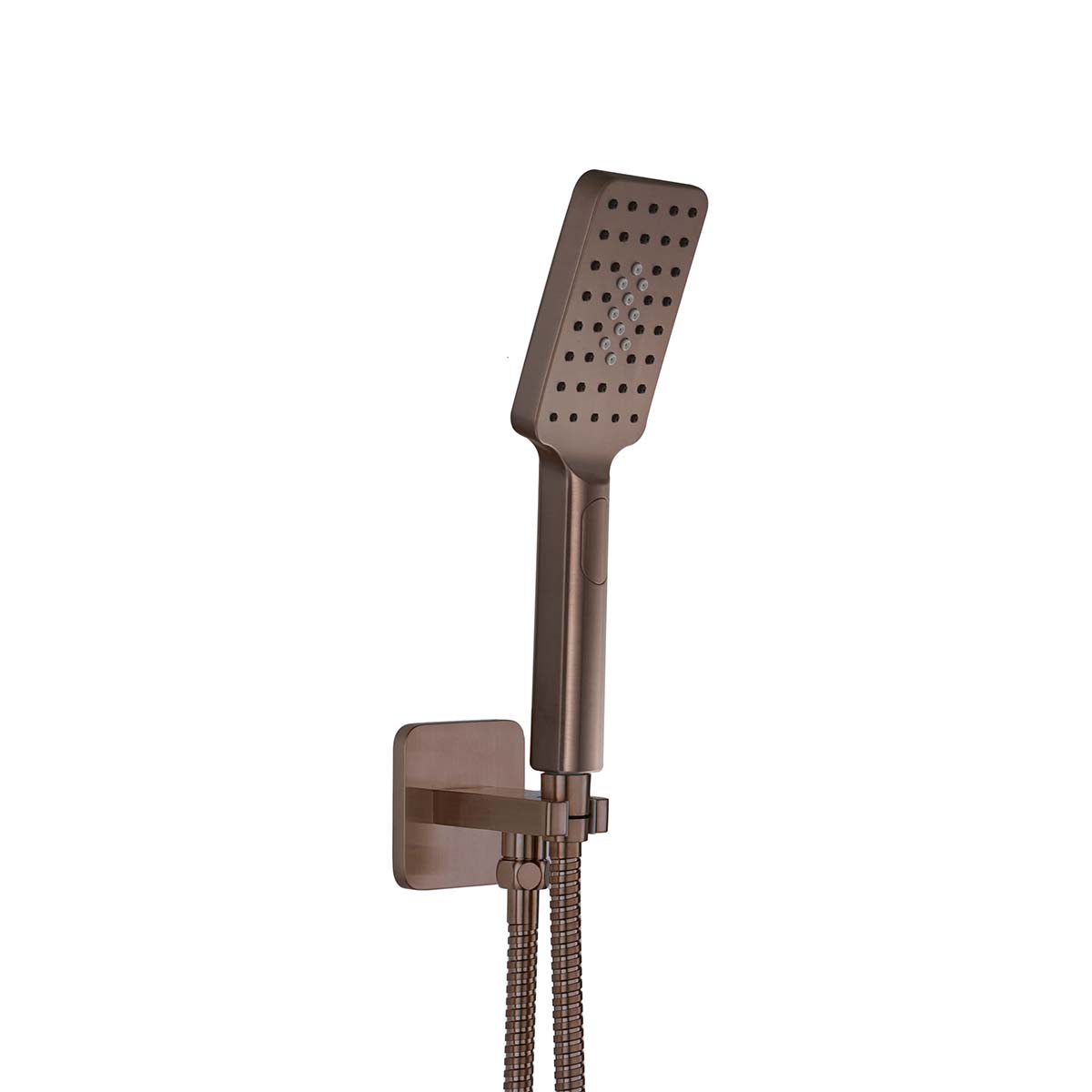 Square Multi Function Shower Handset with Hose and Water Outlet - Brushed Bronze
