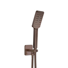 Square Multi Function Shower Handset with Hose and Water Outlet - Brushed Bronze