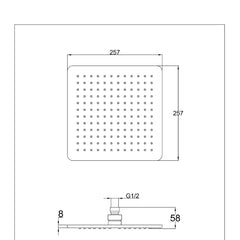 Square Overhead Shower Head 250mm 