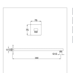 Square Wall Mounted Shower Arm - Brushed Bronze in Ireland 