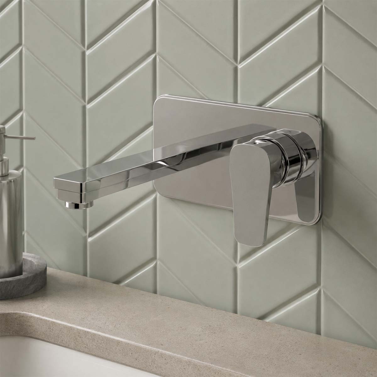 Square single lever washbasin tap
