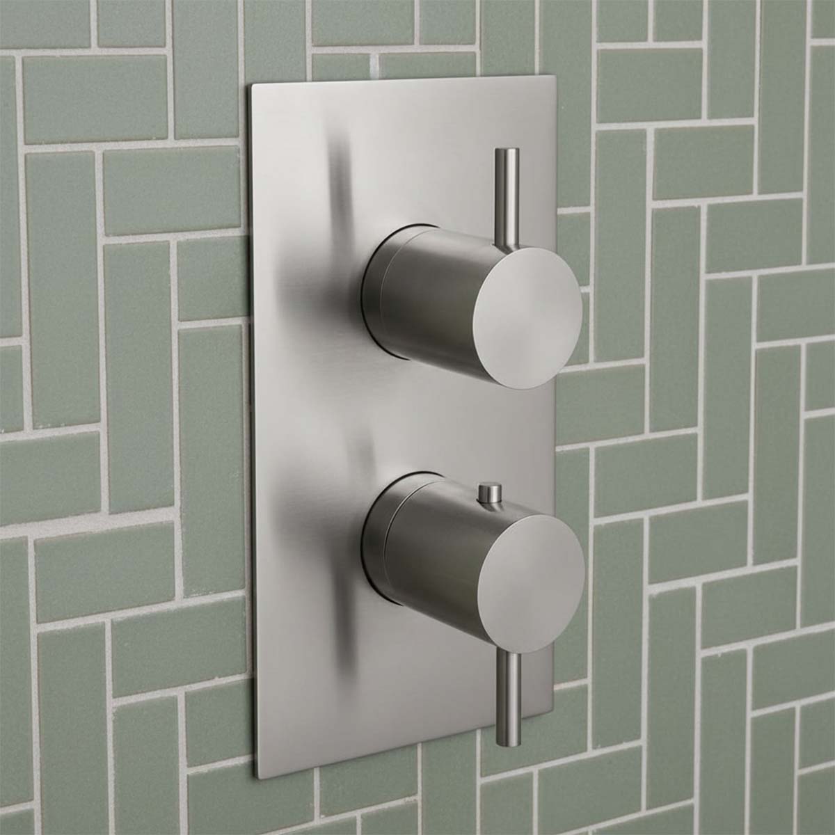 Stainless Steel 3-Outlet Concealed Thermostatic Shower Mixer Valve with 2 Handles