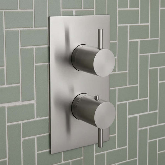 Stainless Steel 3-Outlet Concealed Thermostatic Shower Mixer Valve with 2 Handles 1200