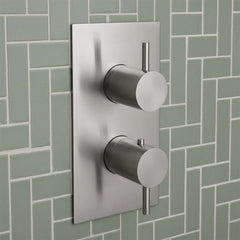Stainless Steel 3-Outlet Concealed Thermostatic Shower Mixer Valve with 2 Handles