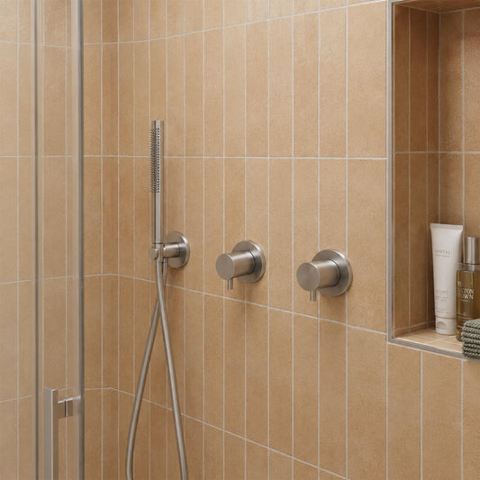 Stainless Steel Thermostatic Concealed 2 Outlet Shower Valve with Handset 1200