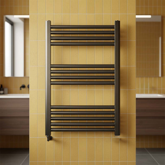 Steel Heated Towel Rail Radiator - Brushed Black