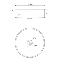 Bathroom Countertop Basin Technical Drawing-Tapron