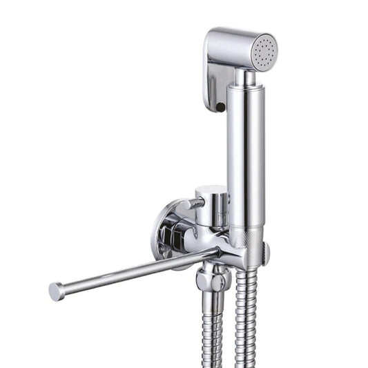 Douche Spray Kit with Built in Valve, Bracket and Toilet Paper Holder - Chrome Finish