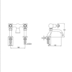 Bath filler tap - Technical drawing