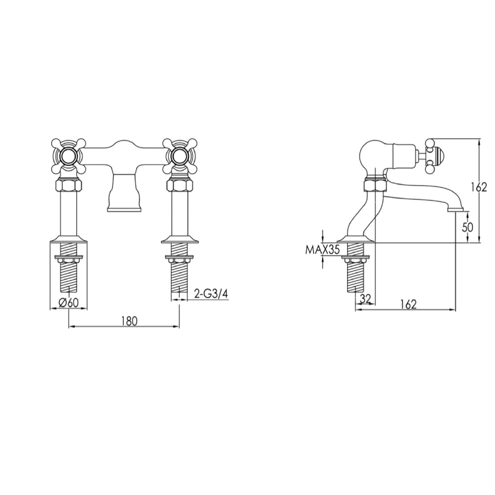 Freestanding Bath Filler Tap - Brushed Brass