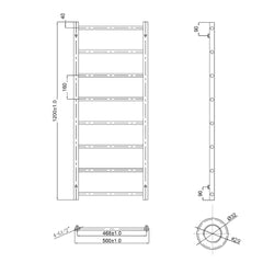 Black towel radiator rail 1200 x 500 matt finish