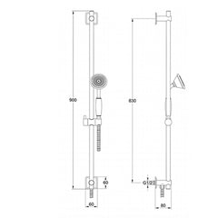 Shower Riser Rail Kit with Handset - Brushed Brass