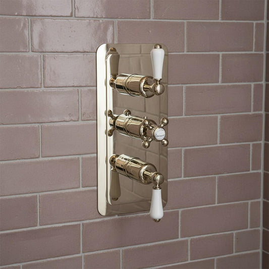 Victorian 3-Outlet Concealed Thermostatic Shower Valve - Nickel 1200