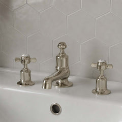 nickel deck mounted basin tap three hols