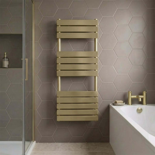 Brushed Brass Bathroom Radiator 1200mm x 500mm 1200