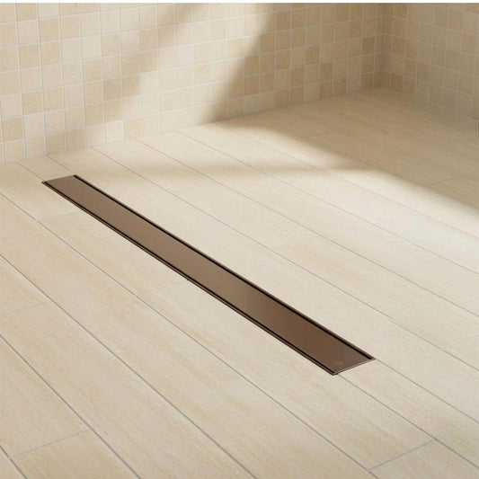 Brushed Bronze 800 Linear Tileable Cover Drain Kit 1200