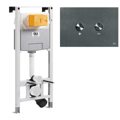 1.2m Concealed cistern with frame and brushed black dual flush plate 