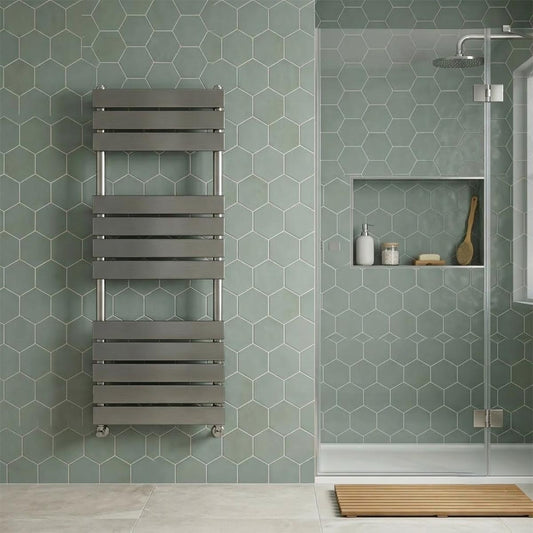 Tall Heated Towel Rail  Brushed Black 1200