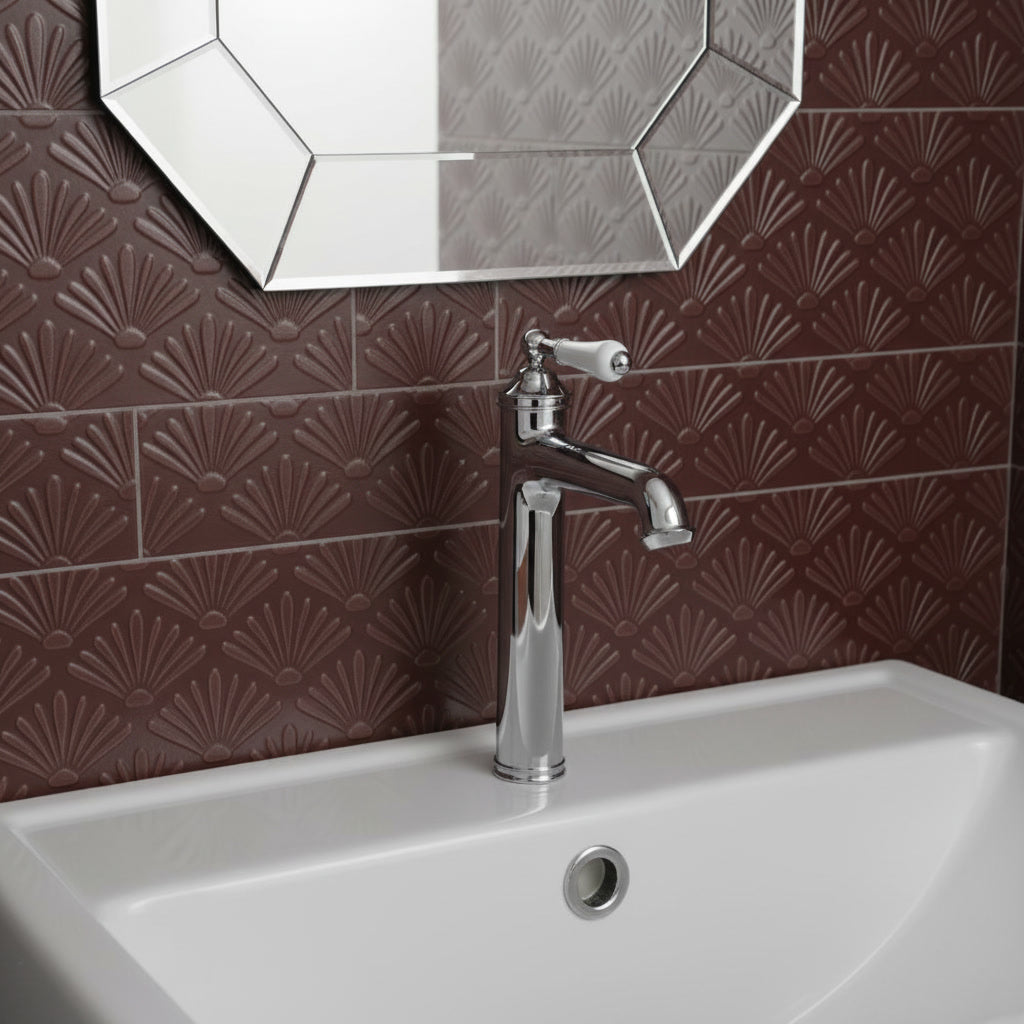 Tall basin mixer tap deck mounted in Ireland - chrome 