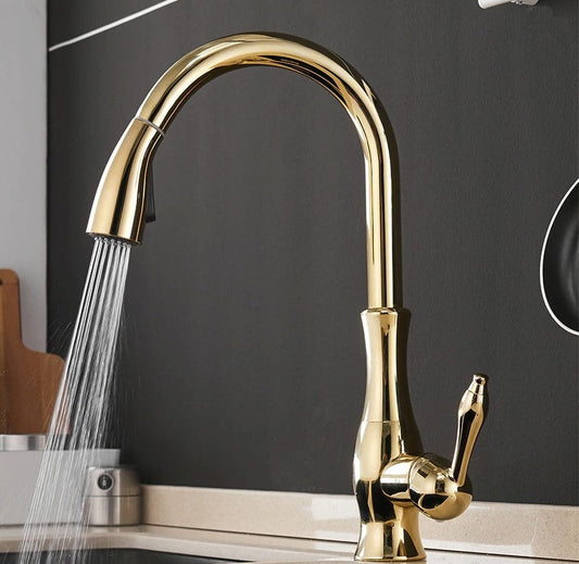 Gold kitchen tap pull out 857