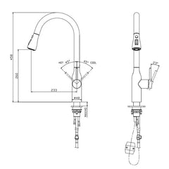 Stainless steel kitchen tap with pull out spray