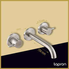 Basin mixer tap with dual lever handle - Dimension