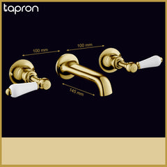 Wall Mounted Traditional Basin Mixer Tap - Dimension
