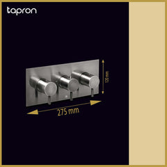 Brushed Black 3 Outlet Thermostatic Concealed Valve - Dimension