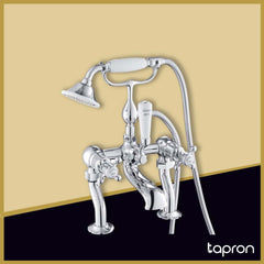 Traditional Deck Mounted Bath Shower Mixer Tap with Shower Kit 