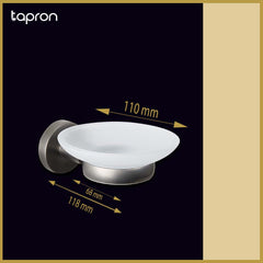 Brushed Black Soap Dish with  Glass- Dimension