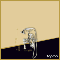 Nickel traditional deck-mounted bath shower mixer tap kit - Dimension
