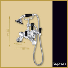 Traditional wall-mounted bath mixer tap with handheld shower - Dimension