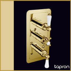 Gold 2 Way Concealed Thermostatic Shower Mixer Valve-Tapron