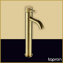  Brushed brass countertop basin tap