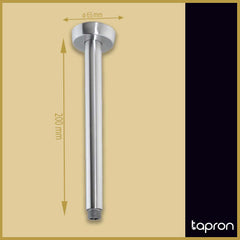 Inox Brushed Stainless Steel Vertical Ceiling Shower Arm - Dimension