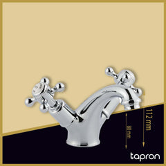 Traditional Deck Mounted Sink Mixer Tap with Pop Up Waste – Dimension
