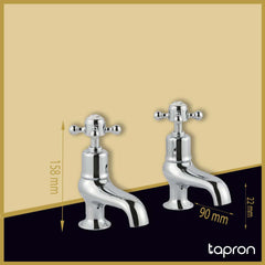 Chrome Bath Pillar Taps-Tapron