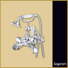 Traditional bath mixer tap with handheld shower kit 